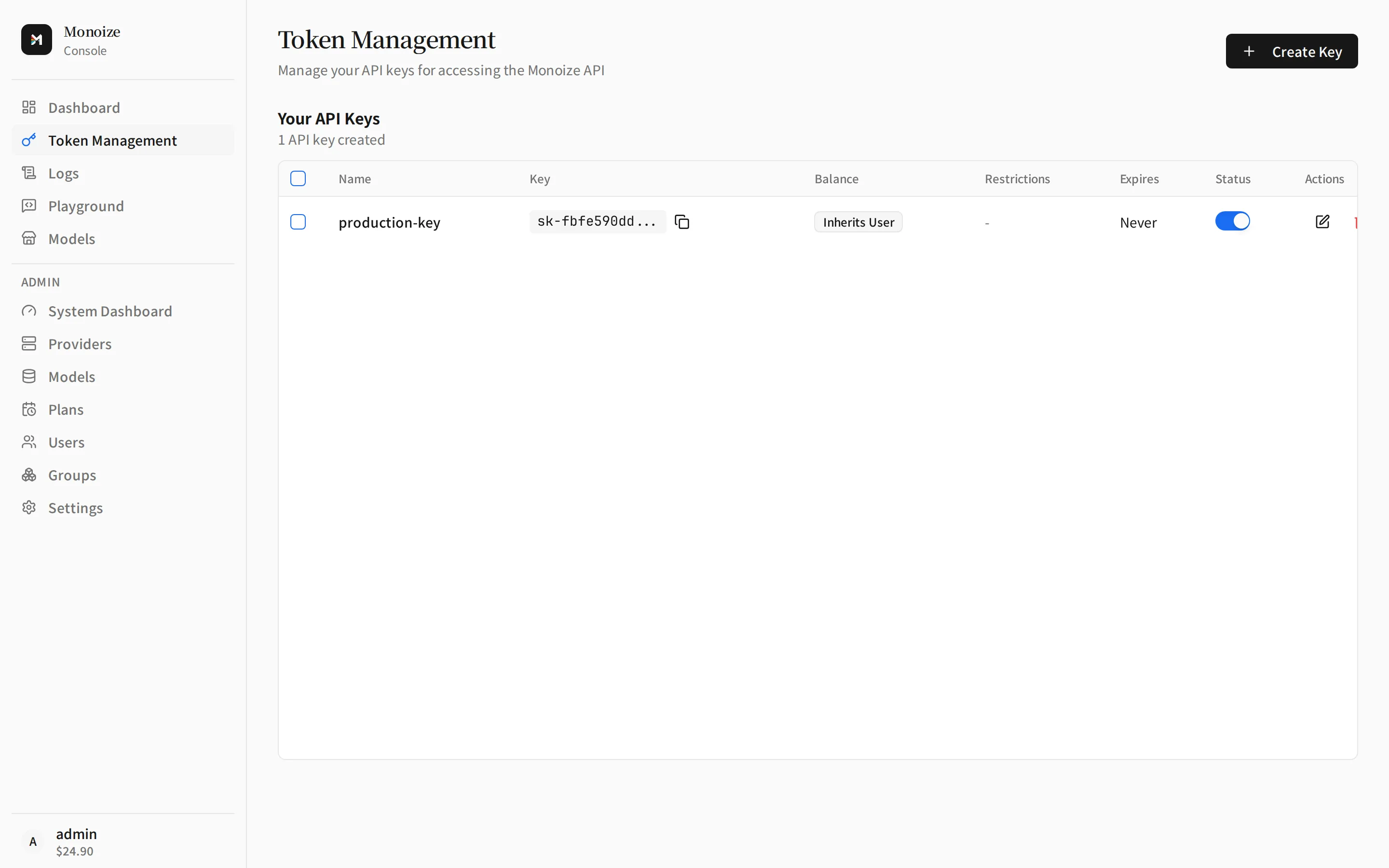 API key management