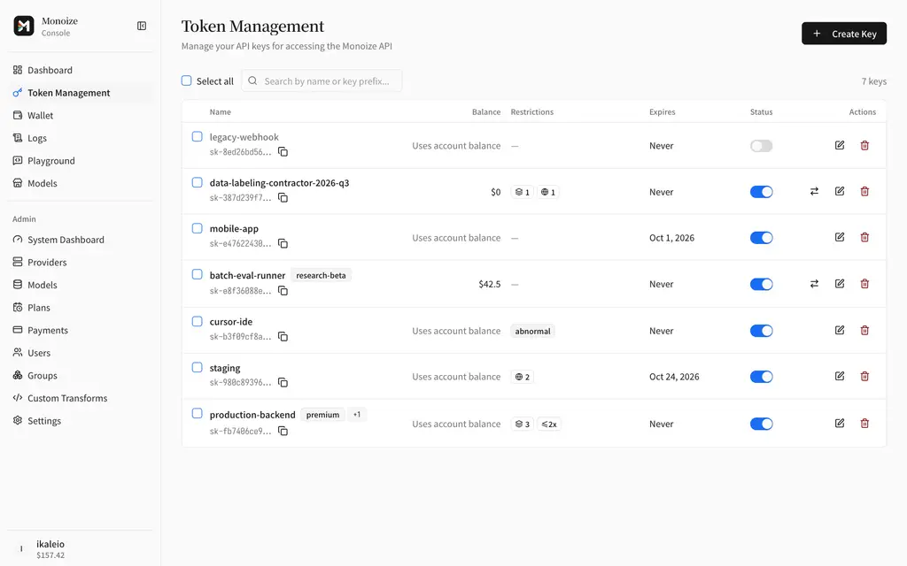 API key management