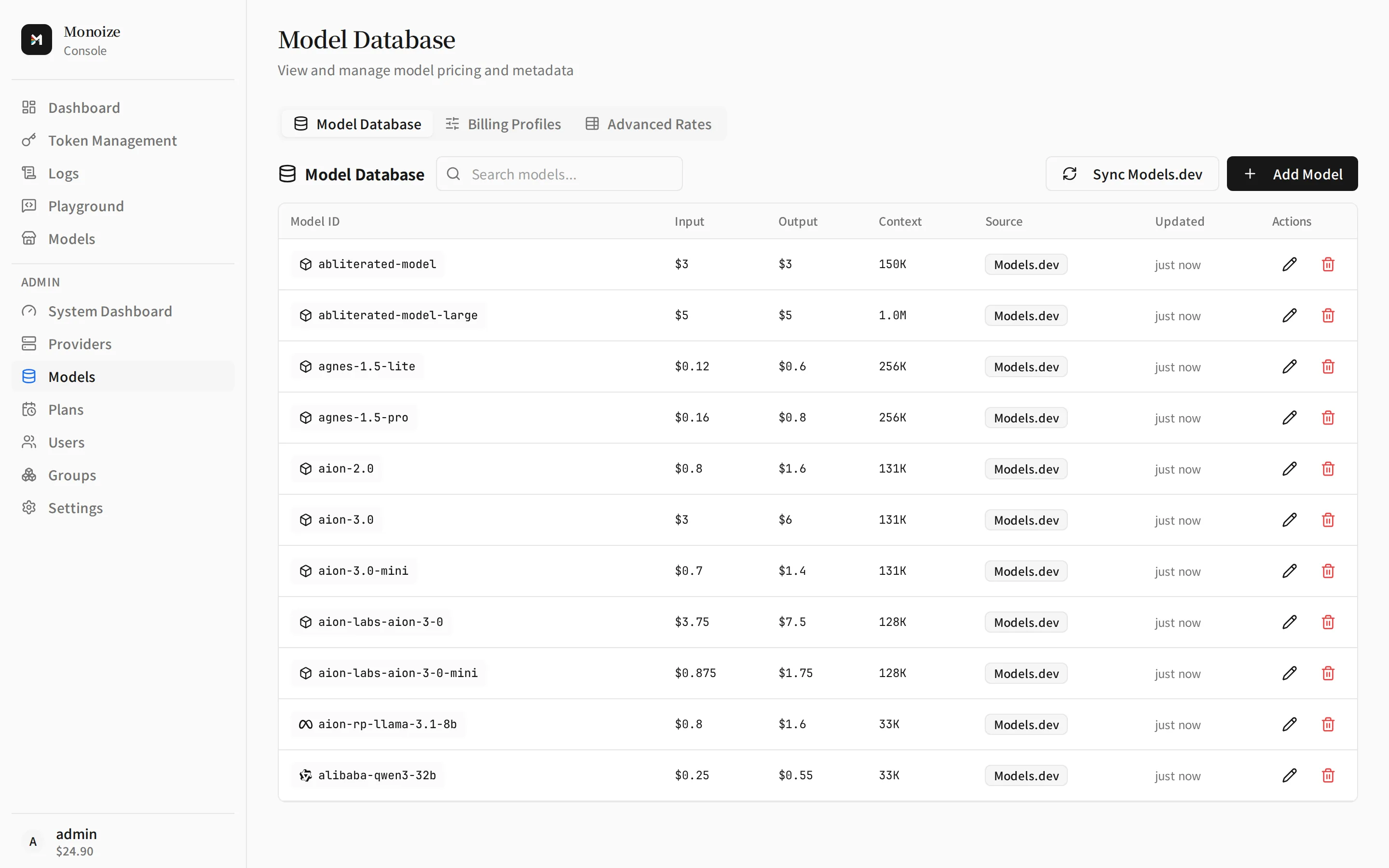 Model database