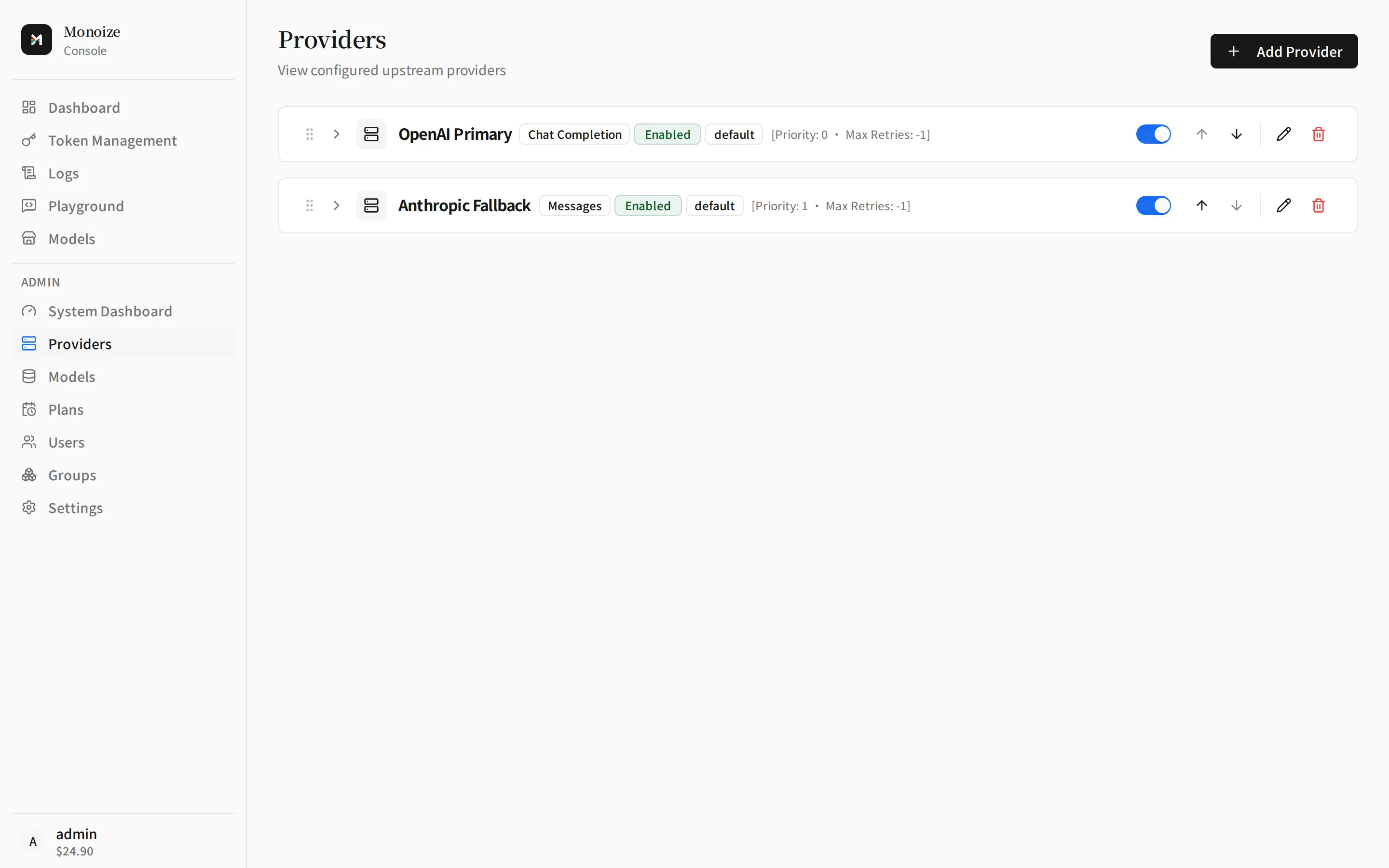 Provider list