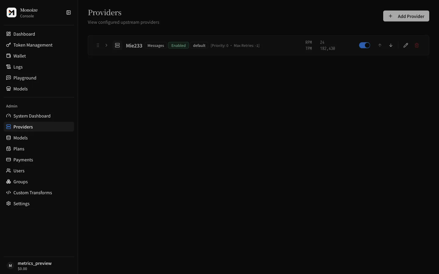Provider list