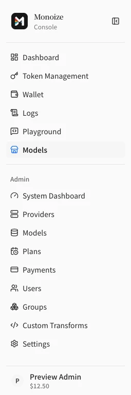 Dashboard sidebar
